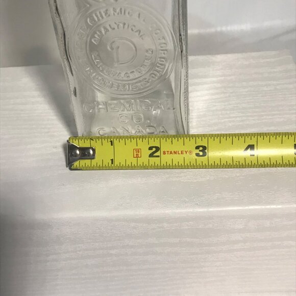 Vtg Dodge Chemical Co Embalming Glass Bottle Clear Embossed Measurements Canada - Picture 10 of 16